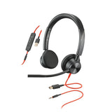 Micro-casque filaire Poly Blackwire 3225 – Casque stéréo USB-C, USB-A et Jack 3,5 mm avec micro antibruit pour télétravail et appels professionnels